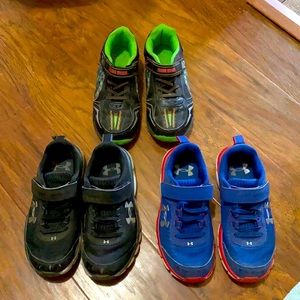 Little boys shoes size13,under armor&grave digger